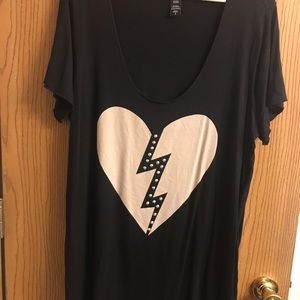 Torrid Broken Heart Black Shirt with Studs
